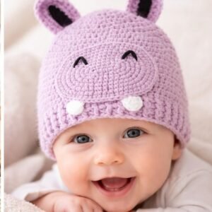 gorro de crochet hipopotamo